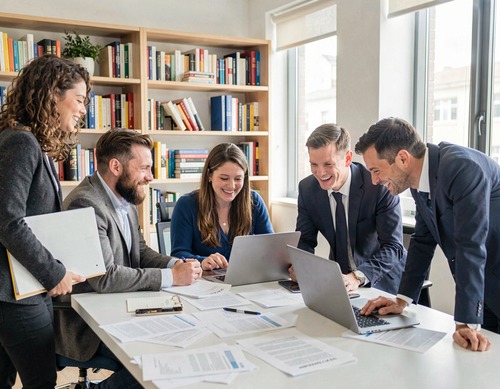 Diverse Professionals Collaborating in Office