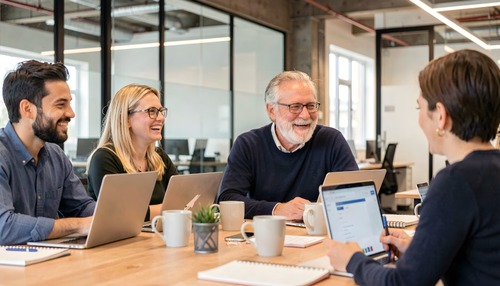 Diverse Professionals Collaborating in Office