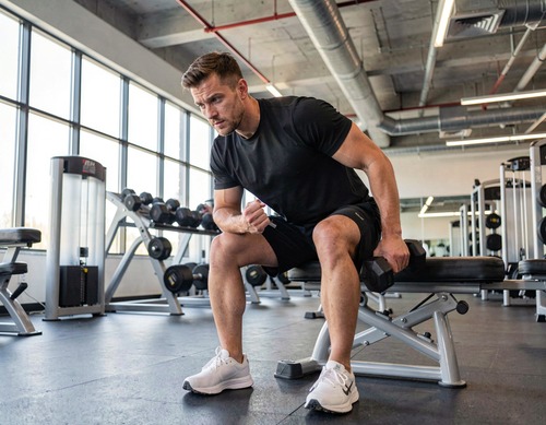 Man Performing Dumbbell Row