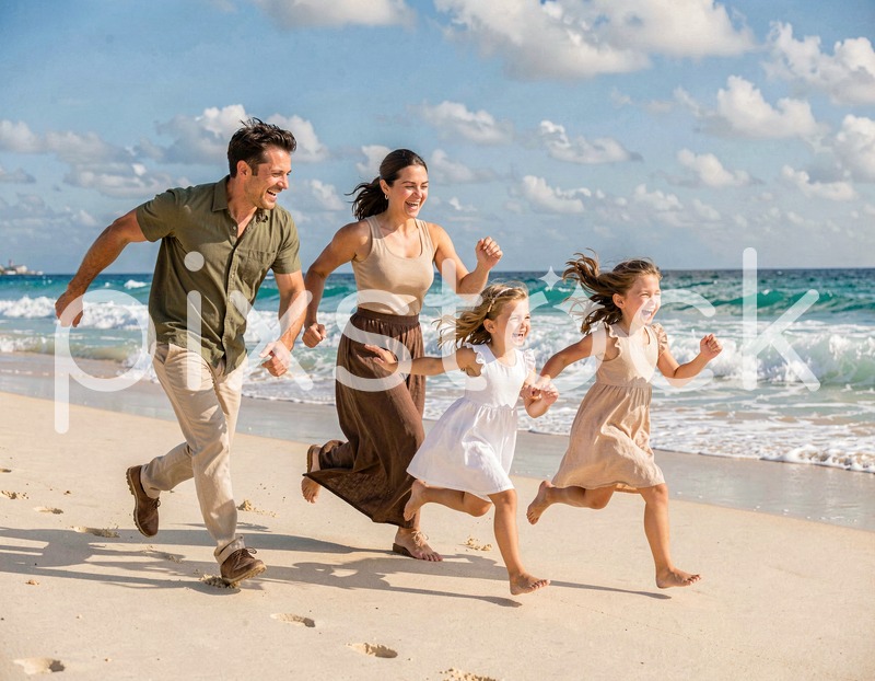 Happy Family Beach Fun