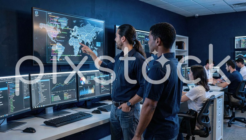 Cybersecurity Team Analyzing Data