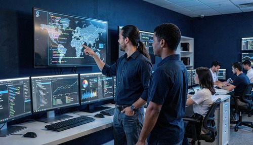Cybersecurity Team Analyzing Data