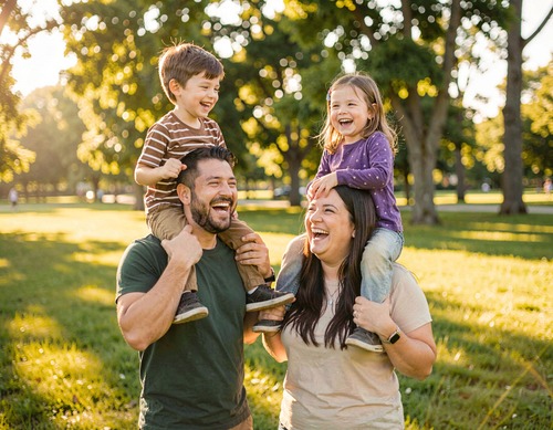 Happy Family Outing in Park