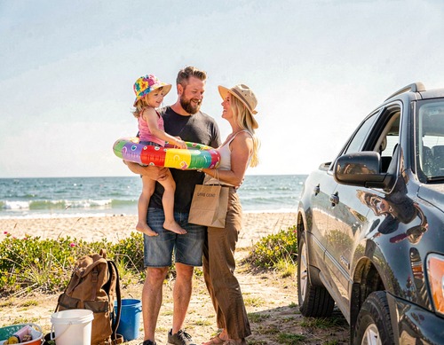 Family Beach Day by Car