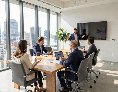 Business Meeting in Modern Office
