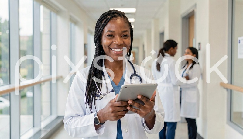 Smiling Doctor with Tablet
