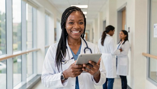 Smiling Doctor with Tablet