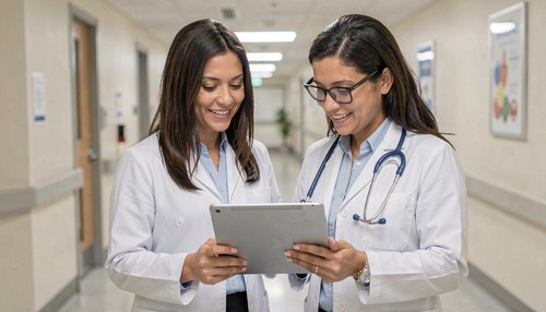Doctors Consulting on Tablet