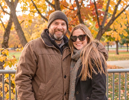 Smiling Couple in Autumn Park