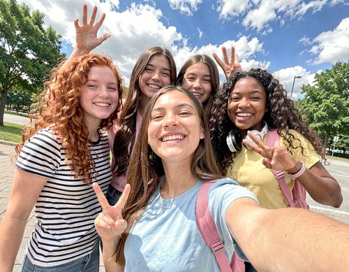 Friends Taking Selfie Outdoors