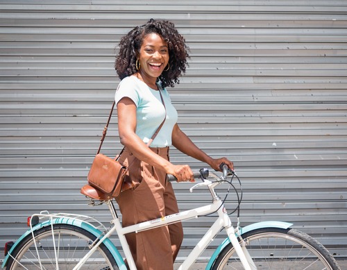 Happy Woman with Bicycle