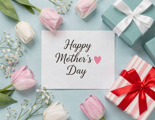 Happy Mother’s Day Card with Flowers and Gifts