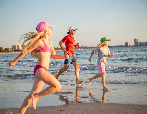 Beach Family Running Fun