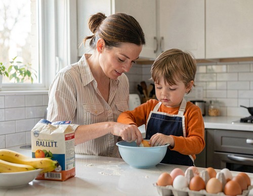 Mother and Child Cooking Together