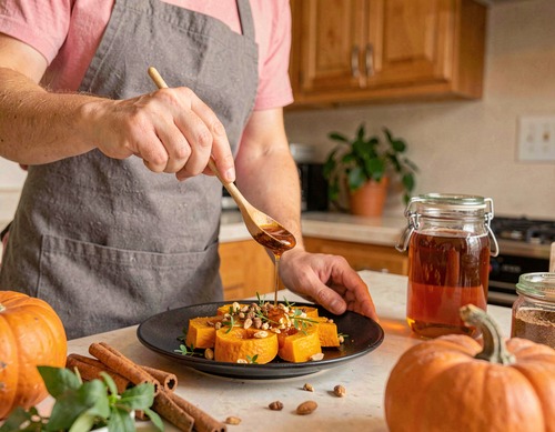 Honey Drizzled Roasted Squash Dish