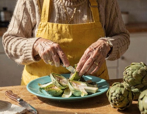 Artichoke Peeling Hands