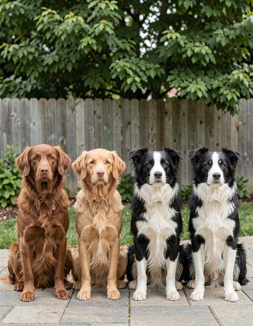 Four Dogs Sitting in a Row