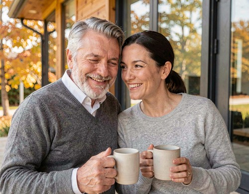 Happy Couple Relaxing on Porch