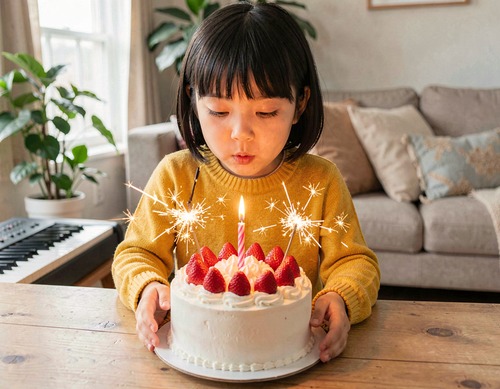 Child Blowing Out Birthday Cake Candles