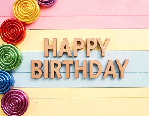 Happy Birthday Wooden Sign with Colorful Decor