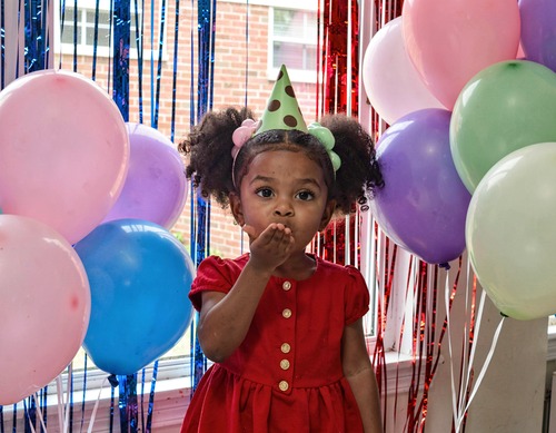 Birthday Girl with Balloons