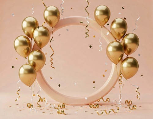 Gold Balloons Celebration Frame