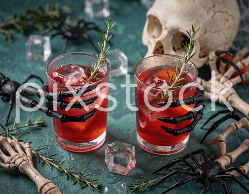 Halloween Cocktail with Skeleton Hands