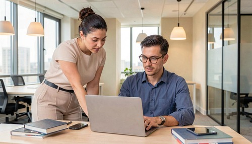 Office Collaboration on Laptop