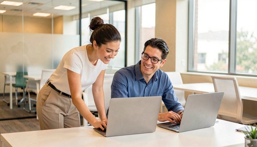 Office Collaboration on Laptop