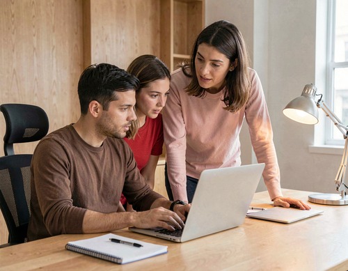Team Collaboration on Laptop