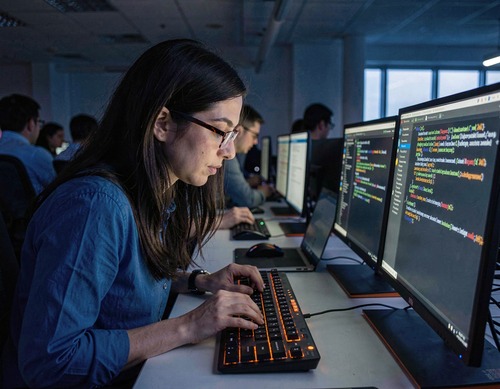 Female Coder at Work
