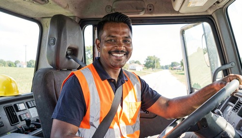 Truck Driver at the Wheel