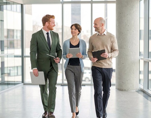 Business Team Discussing in Modern Office