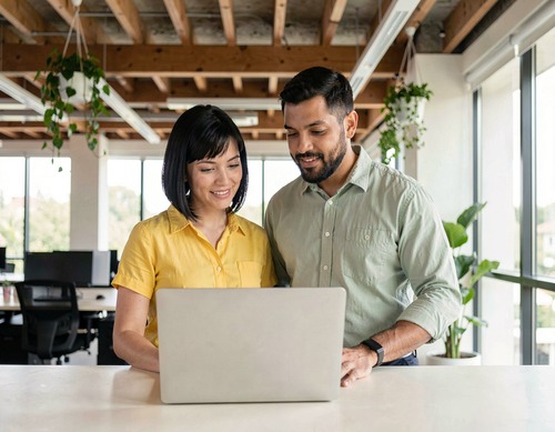 Office Collaboration on Laptop