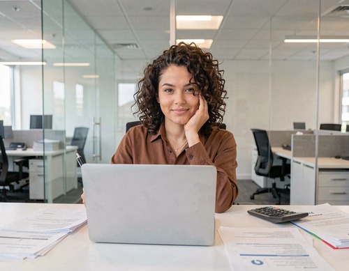 Businesswoman in Office Contemplation