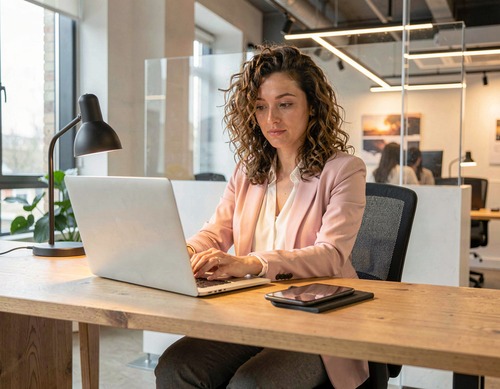 Businesswoman Working on Laptop