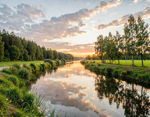 Serene River Sunset Landscape
