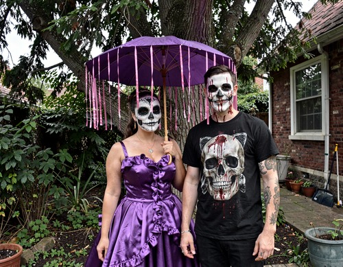 Day of the Dead Duo in Garden