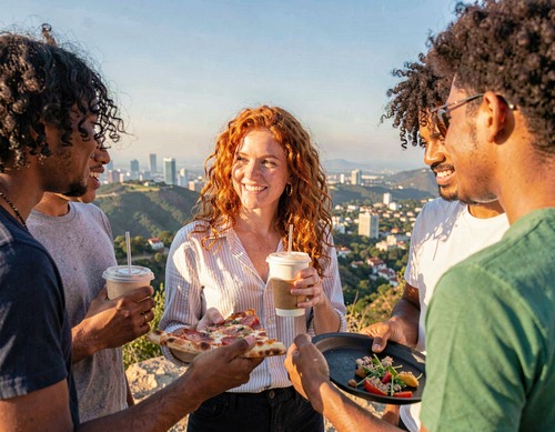 Friends Enjoying Outdoor Food Feast