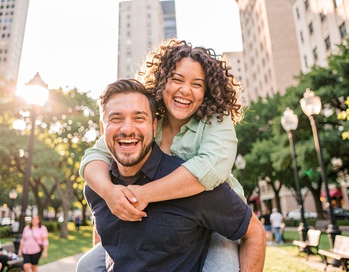Happy Couple Piggyback Ride
