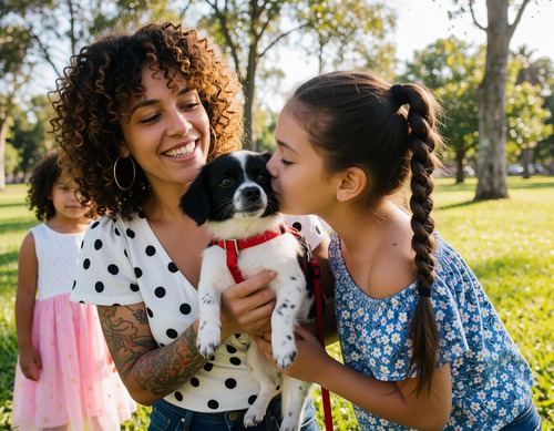 Family in Park with Dog