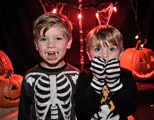Halloween Kids in Skeleton Costumes
