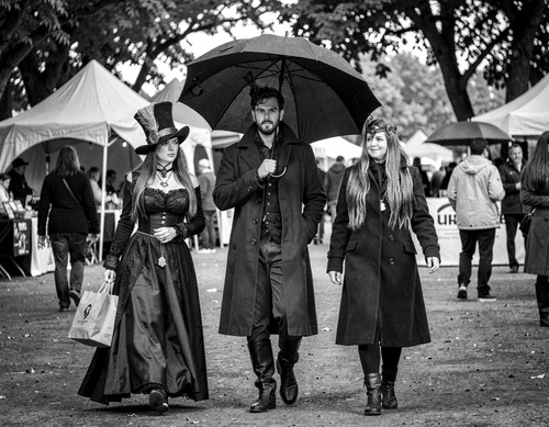 Gothic Event Under Umbrellas