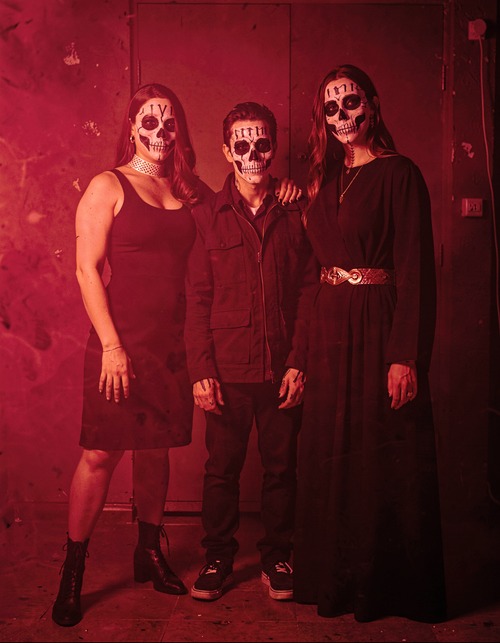 Halloween Trio in Red Light