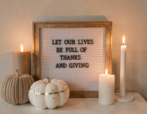 Gratitude Pumpkin Candles Display