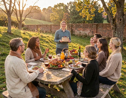 Family Gathering Around Feast Table
