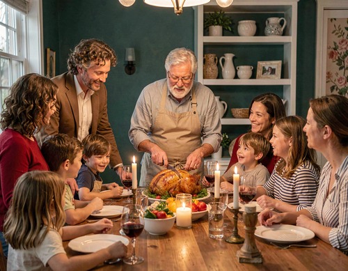 Family Feast with Roast Turkey